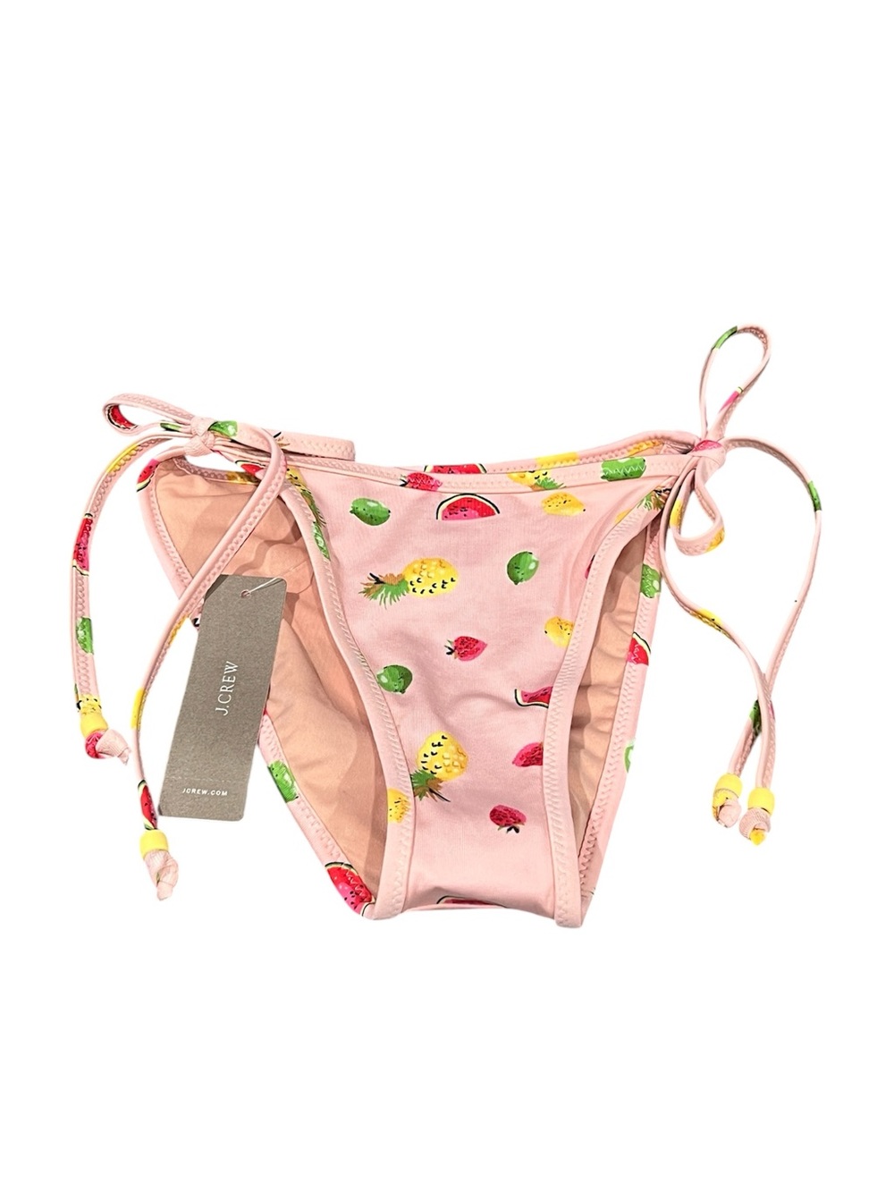 J. Crew women playa Pink watermelon Fruit-Print Tie-Side Swim Bottoms XS